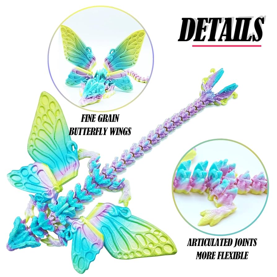 Amazon.com: DEFORAGE 3D Printed Rainbow Colored Butterfly